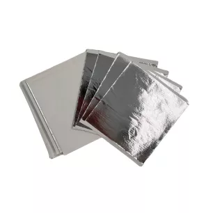 Feuilles d’imitation argent 14x14 cm – Pack de 100 feuilles pour dorure décorative
