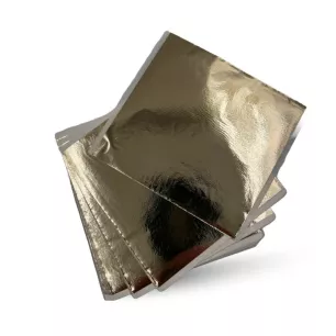 Feuilles d’imitation argent 14x14 cm – Pack de 100 feuilles pour dorure décorative