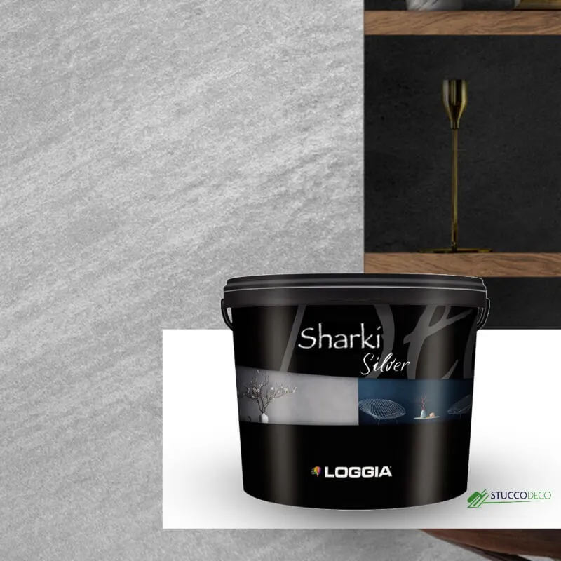 Sharki Silver – Peinture décorative sablée métallisée argent – Loggia (0.75 Lt)
