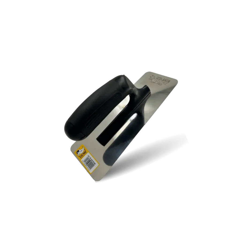 [387] SemiPro 0.6 mm – Stainless steel trowel 240 × 100 mm with plastic handle – CO.ME